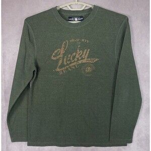 Lucky Brand Shirt Men's Large Green Therma Long Sleeves Tee